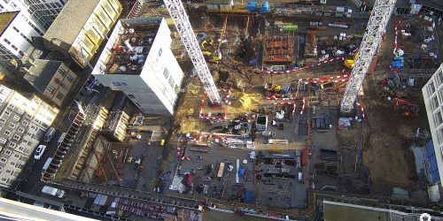 Birds eye view of Pilgrim Street construction site