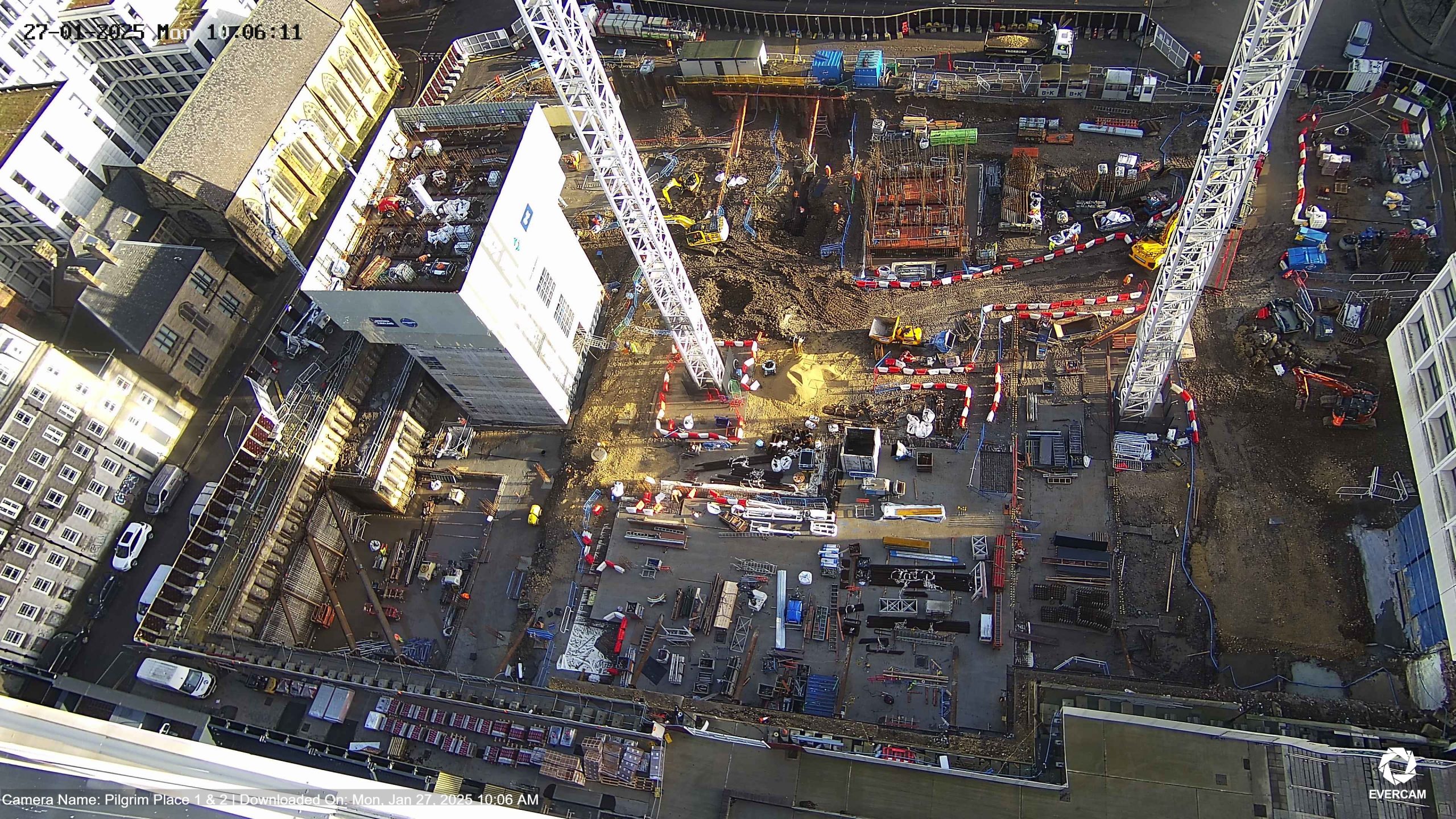 Birds eye view of Pilgrim Street construction site