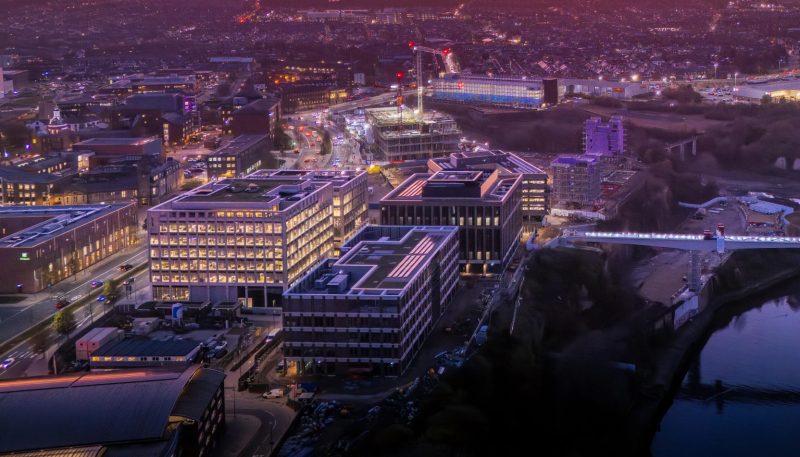 Sunderland skyline under a glorious and colourful sunset.