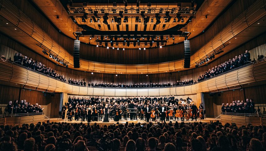 Royal Northern Sinfonia playing in large concert hall at The Glasshouse